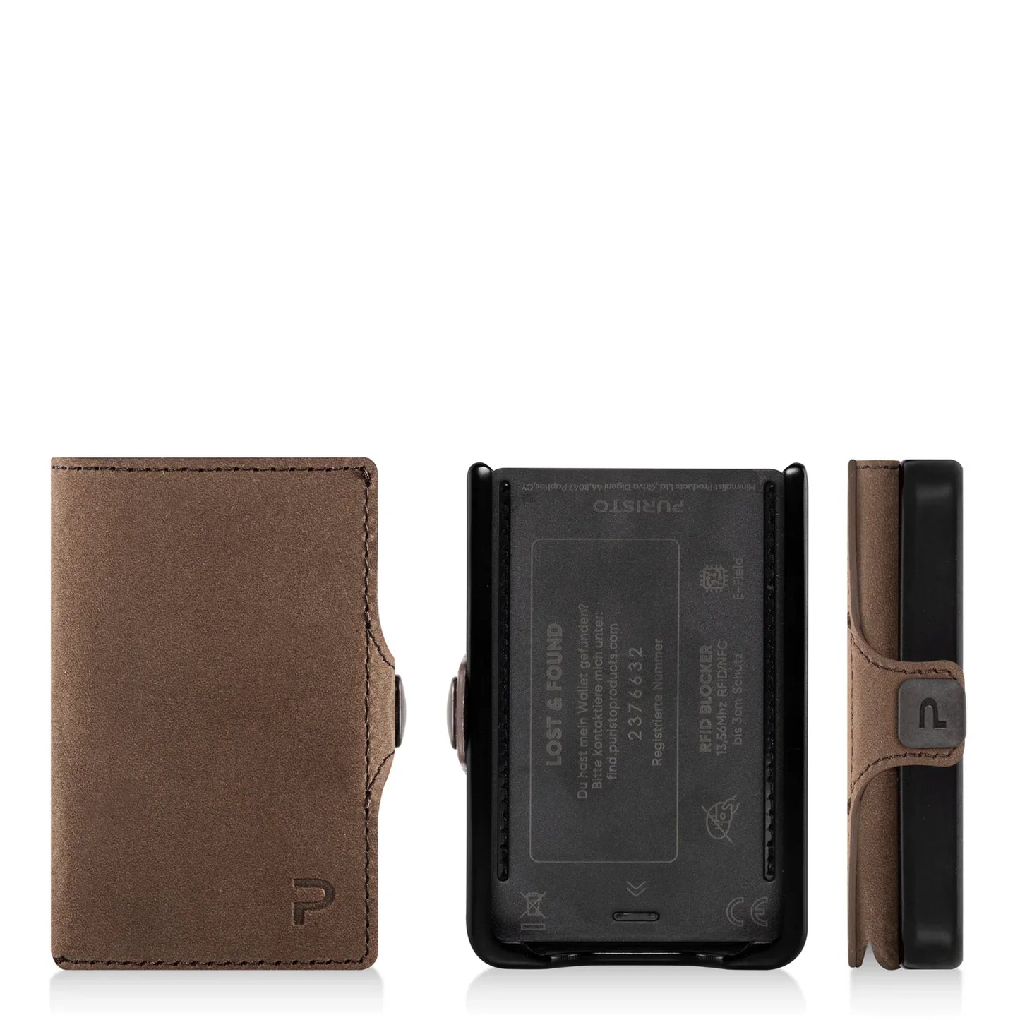 Miniwallet marrone in pelle con protezione RFID, compatto e porta carte